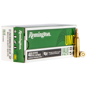 Remington Ammunition 23783 UMC Value Pack 22-250Rem 50gr Jacketed Hollow Point 40 Per Box/10 Case