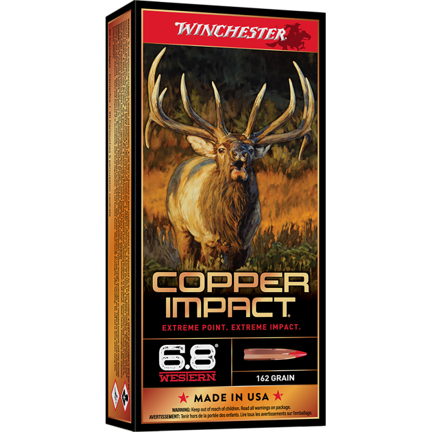 Winchester Ammo X68WCLF Copper Impact  6.8Western 162gr Copper Extreme Point Lead Free 20 Per Box/10 Case