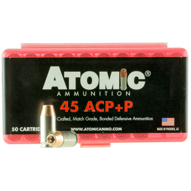 Atomic Ammunition 00412 Pistol Precision Craft 45ACP +P 185gr Bonded Match Hollow Point 50 Per Box/10 Case