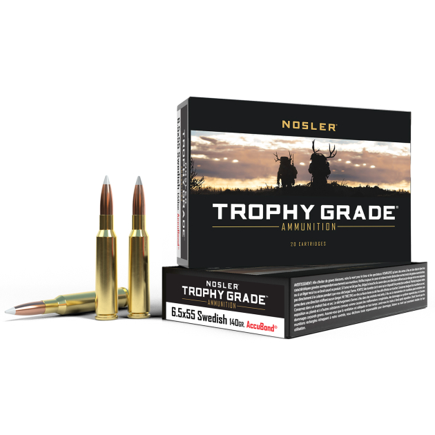 Nosler 60022 Trophy Grade  6.5x55Swedish 140gr Nosler AccuBond 20 Per Box/10 Case