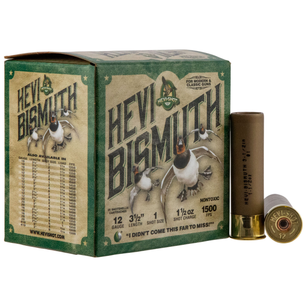 HEVI-Shot HS14501 HEVI-Bismuth  12Gauge 3.50" 1 1/2oz Bismuth 1Shot 25 Per Box/10 Case