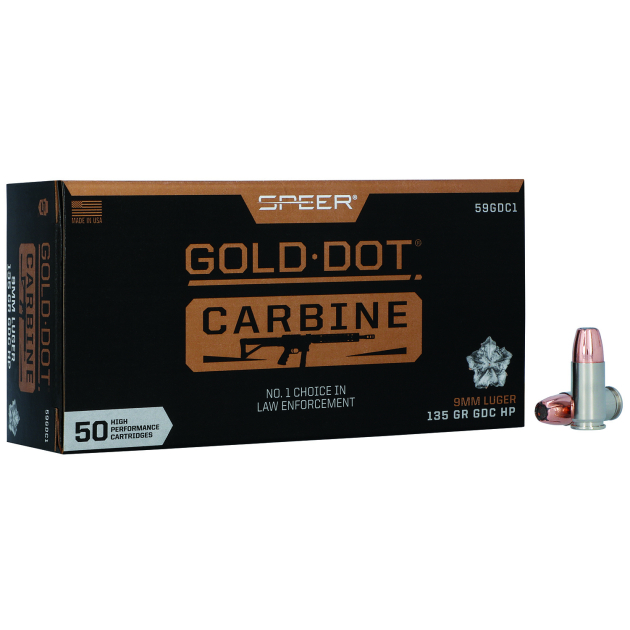 Speer 59GDC1 Gold Dot  9mmLuger 135gr Hollow Point 50 Per Box/20 Case