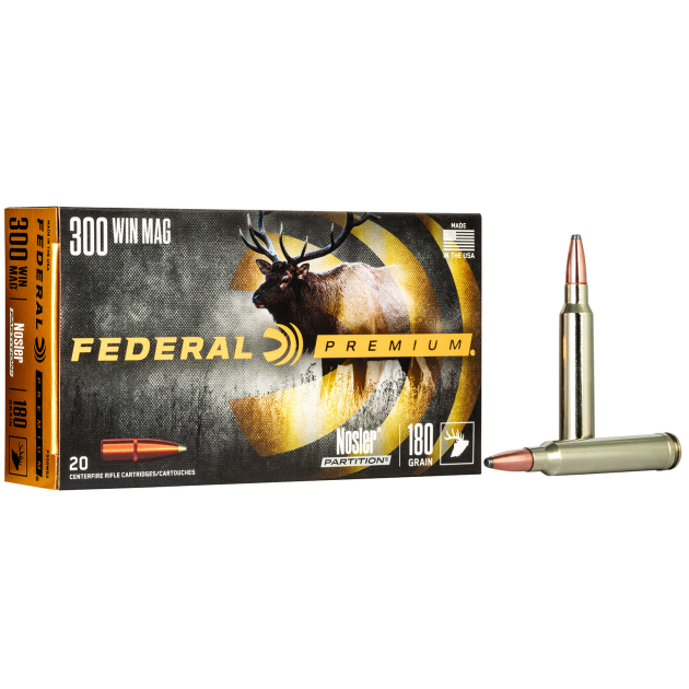 Federal P300WD2 Premium  300WinMag 180gr Nosler Partition 20 Per Box/10 Case