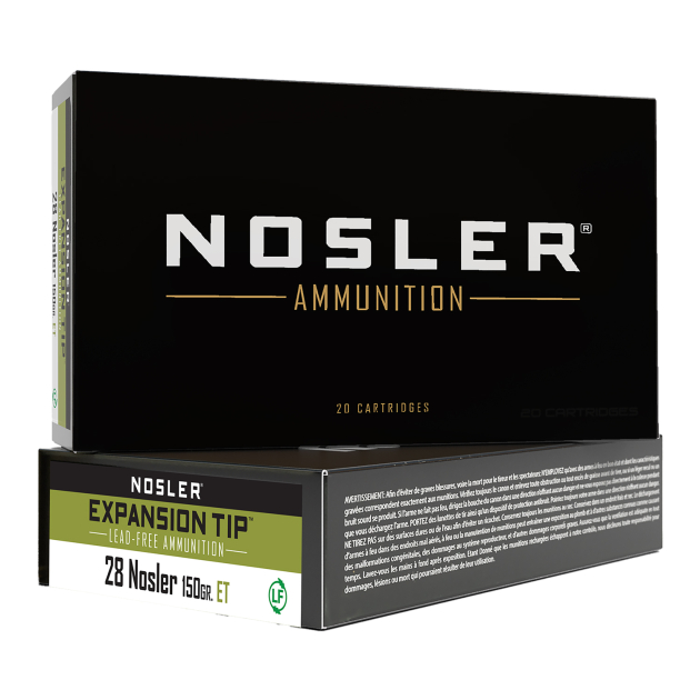 Nosler 40039 E-Tip  28Nosler 150gr E Tip Lead Free 20 Per Box/10 Case