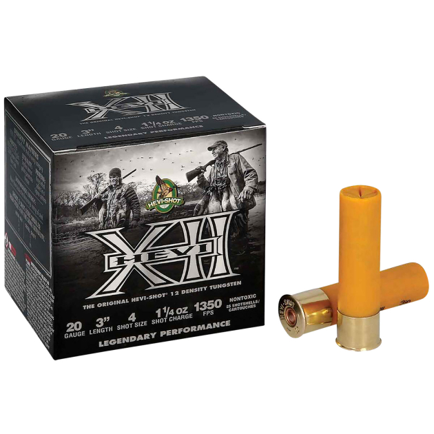 HEVI-Shot HS53204 HEVI-XII  20Gauge 3" 1 1/4oz Tungsten 4Shot 25 Per Box/10 Case