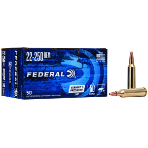 Federal AE2225050VP American Eagle Varmint & Predator 22-250Rem 50gr Jacketed Hollow Point 50 Per Box/5 Case