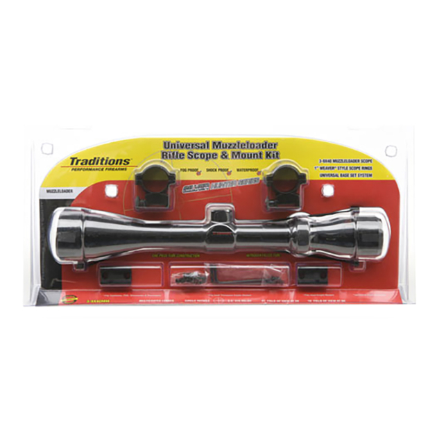 Traditions A1171 Muzzleloader Scope Pack 3-9x 40mm Duplex Reticle Matte Black Includes Medium Rings & 2 Piece Base