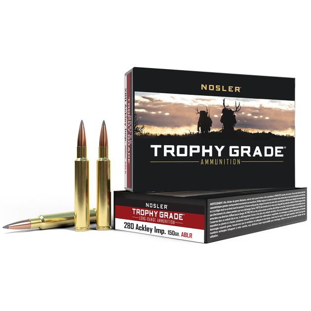 Nosler 60116 Trophy Grade Long-Range 280Ackley Improved 150gr Nosler Spitzer AccuBond Long Range 20 Per Box/10 Case