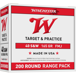 Winchester Ammo USA40W USA Range Pack 40S&W 165gr Full Metal Jacket 200 Per Box/3 Case
