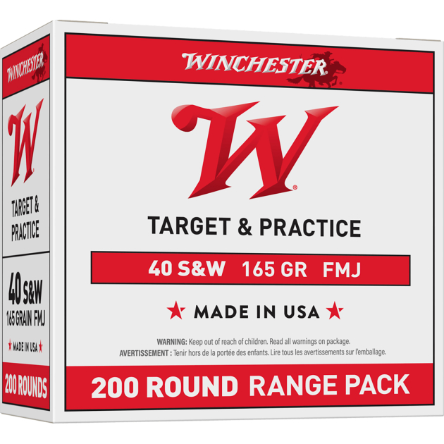 Winchester Ammo USA40W USA Range Pack 40S&W 165gr Full Metal Jacket 200 Per Box/3 Case