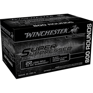 Winchester Ammo SUP22LRB Super Suppressed  22LR 45gr Black Copper Plated Round Nose 800 Per Bx/2 Case *Bulk