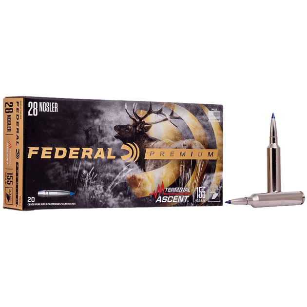 Federal P28NTA1 Premium  28Nosler 155gr Terminal Ascent 20 Per Box/10 Case
