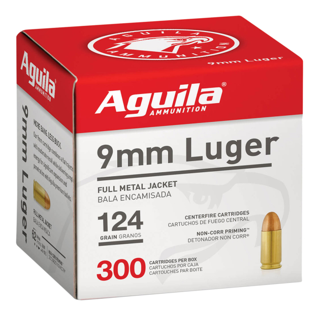 Aguila 1E092108 Target & Range Handgun 9mm Luger 124gr Full Metal Jacket 300 Per Box/4 Case