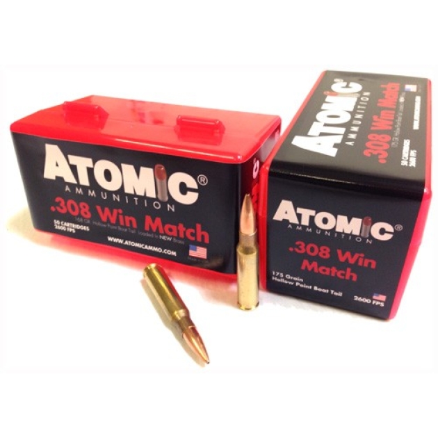 ATOMIC 308 WIN 175GR MATCH - BTHP 50RD 10BX/CS