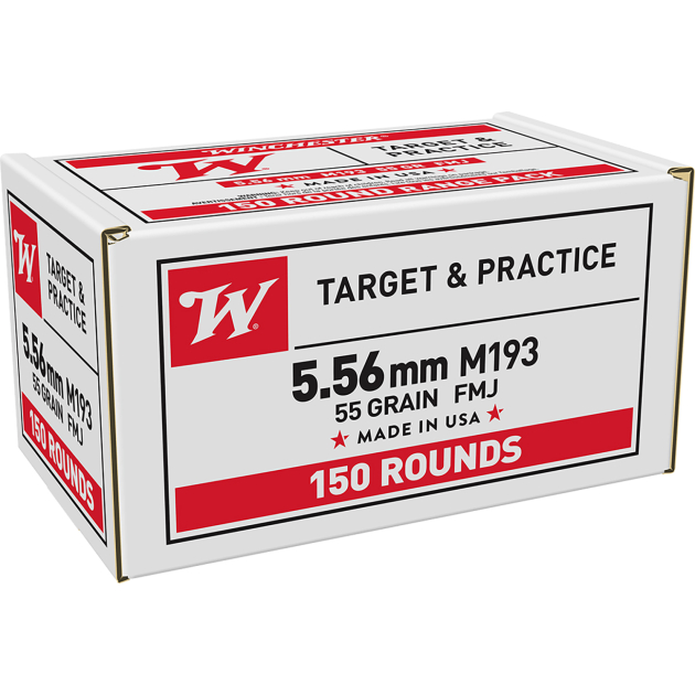 Winchester Ammo WM193150 USA M193 5.56x45mmNATO 55gr Full Metal Jacket 150 Per Box/4 Case *Value Pack