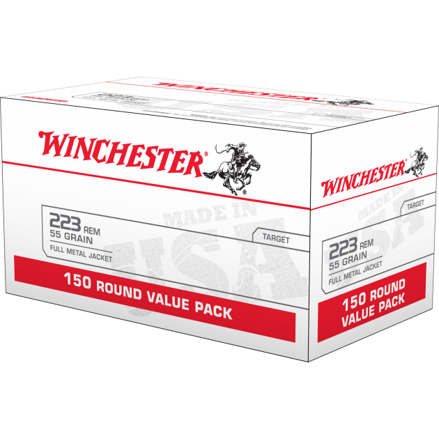 Winchester Ammo W223150 USA  223Rem 55gr Full Metal Jacket 150 Per Box/4 Case *Value Pack