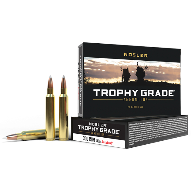 Nosler 60065 Trophy Grade  300RUM 180gr Nosler AccuBond 20 Per Box/10 Case