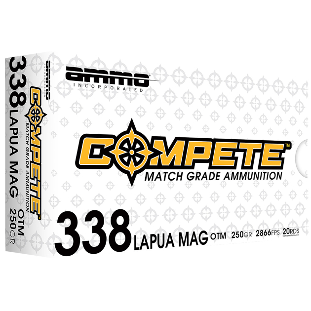 Ammo Inc 338LM250BTHPA20 Compete  338LapuaMag 250gr Open Tip Match 20 Per Box/10 Case