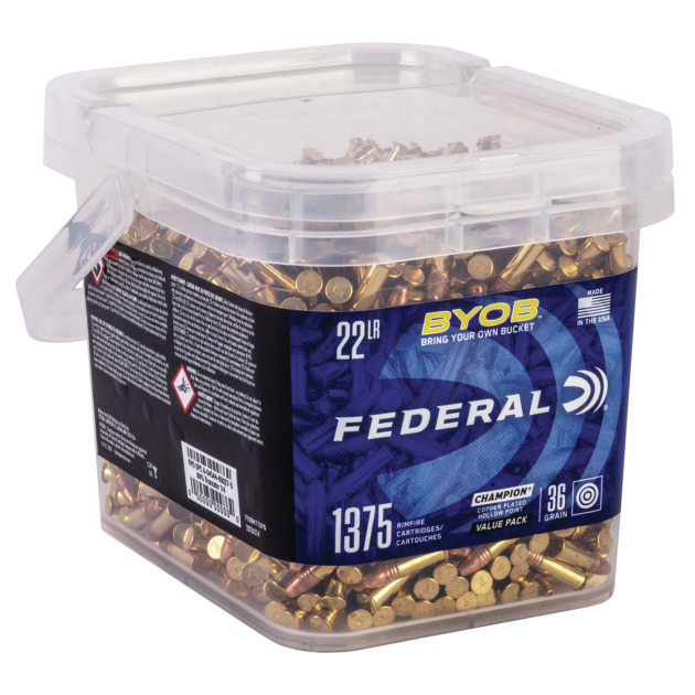 Federal 750BKT1375 Champion Training BYOB 22LR 36gr Copper Plated Hollow Point 1375/Box