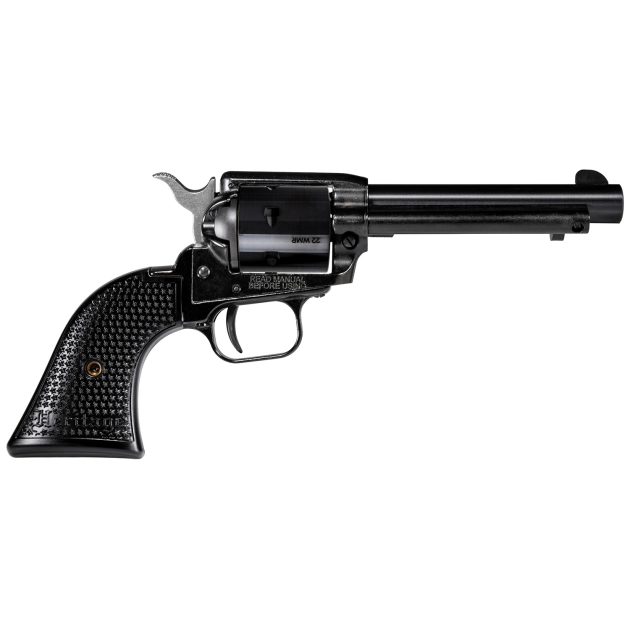 Heritage Mfg RR22MB4PG Rough Rider  22 LR/22 WMR 6 Shot, 4.75" Black Steel Barrel, Black Cerakote Zinc Alloy Frame, Black Cerakote Cylinder, Black Polymer Grip, Hammer/Thumb Safety, Exposed Hammer