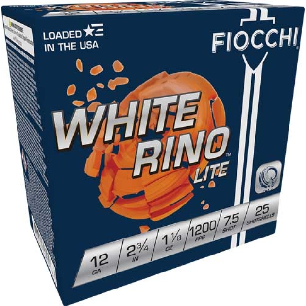 FIOCCHI WHITE RINO 12GA 2.75" - 1-1/8OZ #7.5 1200FPS 250RD CAS