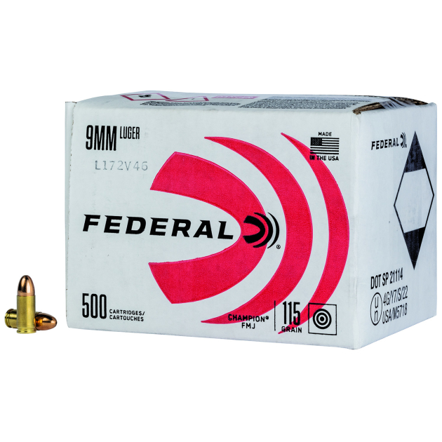 Federal C9115A500 Champion Training 9mmLuger 115gr Full Metal Jacket 500rds *Bulk Package