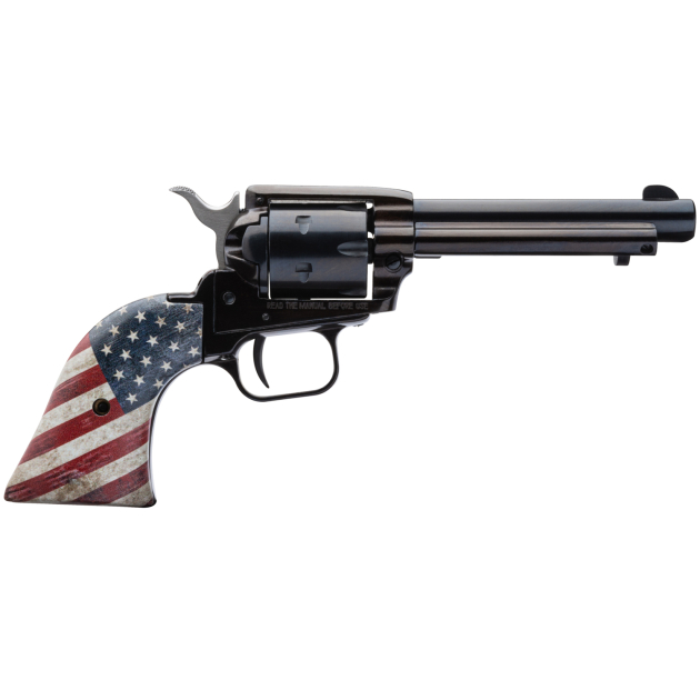 Heritage Mfg RR22B4USFLAG Rough Rider  22 LR 6 Shot, 4.75" Black Oxide Steel Barrel, Black Oxide Zinc Alloy Frame, Black Oxide Cylinder, US Flag Grip Manual Safety, Exposed Hammer