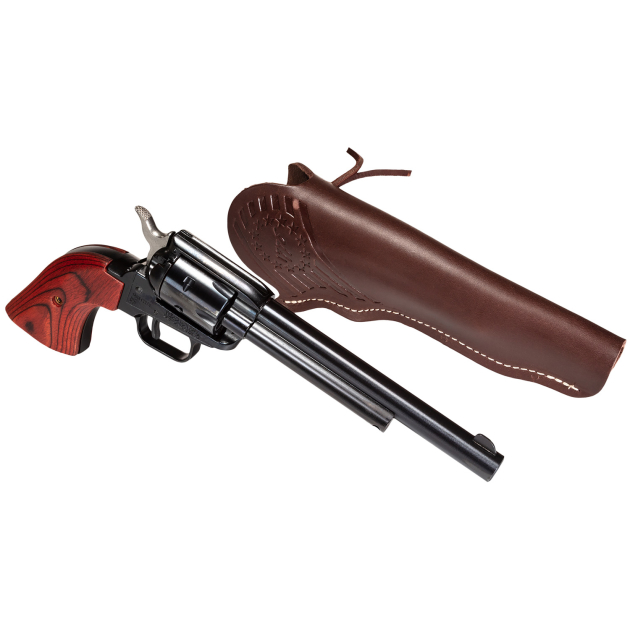 Heritage Mfg RR22B6LHOL Rough Rider  22 LR 6 Shot 6.50" Black Oxide Barrel, Frame & Cylinder, Cocobolo Grips Features Hunter Debossed Leather Holster