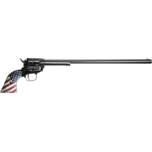Heritage Mfg RR22B16USFLAG Rough Rider  22 LR 6 Shot, 16" Black Oxide Steel Barrel, Black Oxide Zinc Alloy Frame, Black Oxide Cylinder, US Flag Grip, Manual Safety, Exposed Hammer