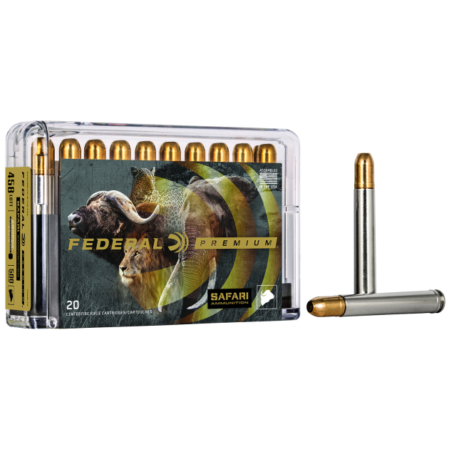 Federal P458T3 Premium Safari Cape-Shok 458WinMag 500gr Trophy Bonded Sledgehammer Solid 20 Per Box/10 Case