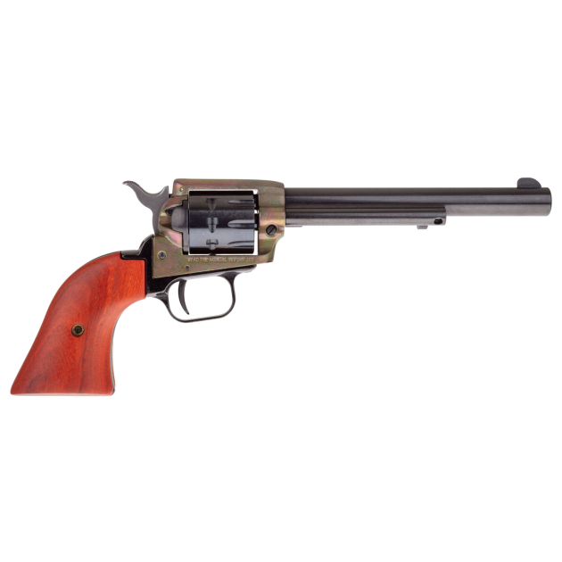 Heritage Mfg RR22999CH6 Rough Rider  22 LR 9 Shot, 6.50" Black Steel Barrel, Simulated Case Hardened Zinc Alloy Frame, Black Cylinder, Cocobolo Grip, Hammer/Thumb Safety, Exposed Hammer