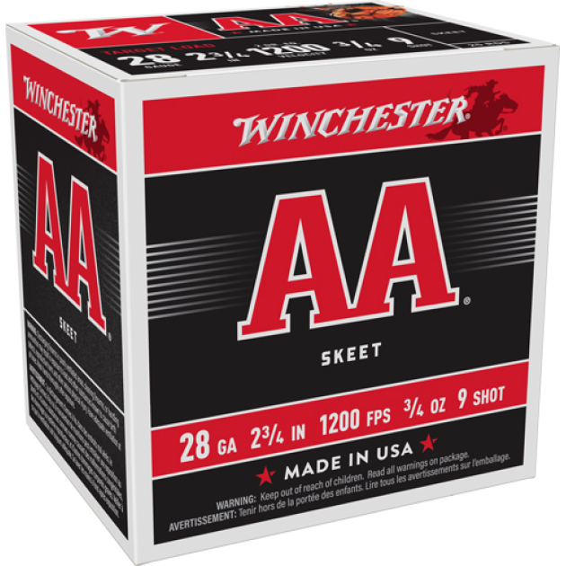 WINCHESTER AA 28GA 2.75" 3/4OZ - #9 1200FPS 250RD CASE LOT