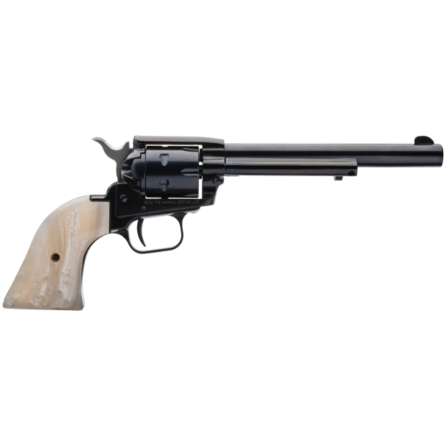 Heritage Mfg RR22MB6PRL Rough Rider  22 LR 22 WMR 6 Shot 6.50" Black Barrel, Cylinder & Frame, Altamont White Pearl Grips