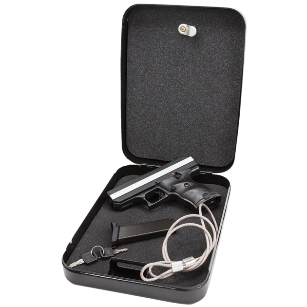 Hi-Point CF380HSP CF Home Security Package 380 ACP 8+1, 3.50" Black Steel Barrel, Black Powder Coated/Chrome Serrated Steel Slide, Black Polymer Frame & Grip, Keyed Lock Box