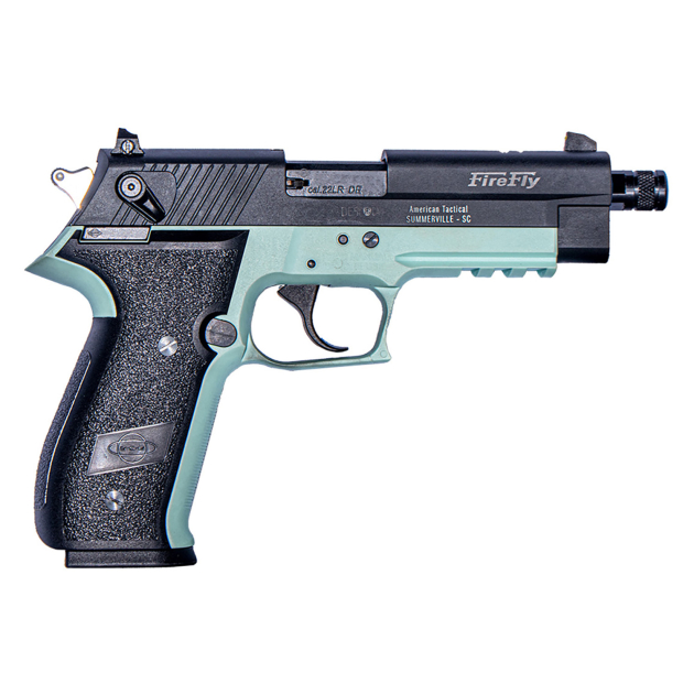 GSG GERG2210TFFM FireFly  22 LR 10+1 4" Black Threaded Barrel & Serrated Slide, Mint Zinc Alloy w/Accessory Rail Frame, Black Polymer Grip