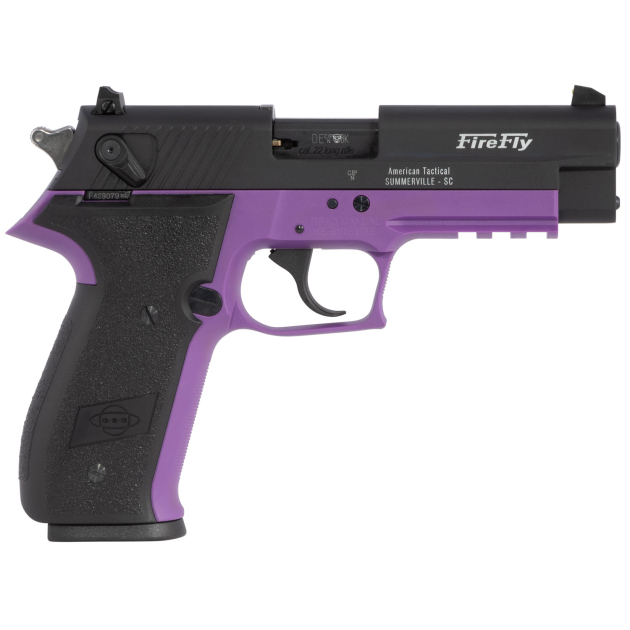 GSG GERG2210FFL FireFly  22 LR 10+1 4" Black Serrated Slide, Purple Zinc Alloy w/Accessory Rail Frame, Black Polymer Grip