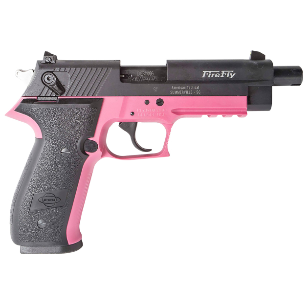 GSG GERG2210TFFP FireFly  22 LR 10+1 4.90" Black Steel/Threaded Barrel & Serrated Slide, Pink Zinc Alloy w/Beavertail Frame, Black Polymer Grip