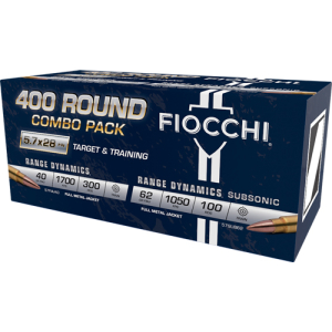 FIOCCHI 5.7X28 300RD 40GR FMJ - 100RD 62GR FMJ COMBO PACK