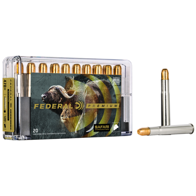 Federal P470T2 Premium Safari Cape-Shok 470NitroExpress 500gr Trophy Bonded Sledgehammer Solid 20 Per Box/10 Case