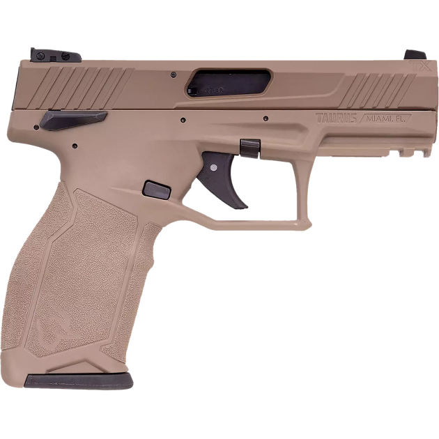 Taurus 1-2TX22141F 2TX  Full Size Frame 22 LR 22+1 4.60" Matte Black Threaded Barrel, Black Anodized Serrated Slide, Flat Dark Earth Polymer Frame w/Picatinny Rail, Textured Grip