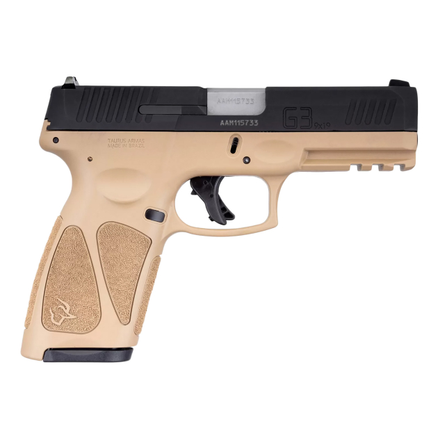 Taurus 1G3B941T G3  9mm Luger 15+1 Or 17+1 4" Matte Stainless Steel Barrel, Tan Polymer Frame With Picatinny Acc. Rail, Tenifer Matte Black Steel Slide, Re-Strike Capability, Manual Safety