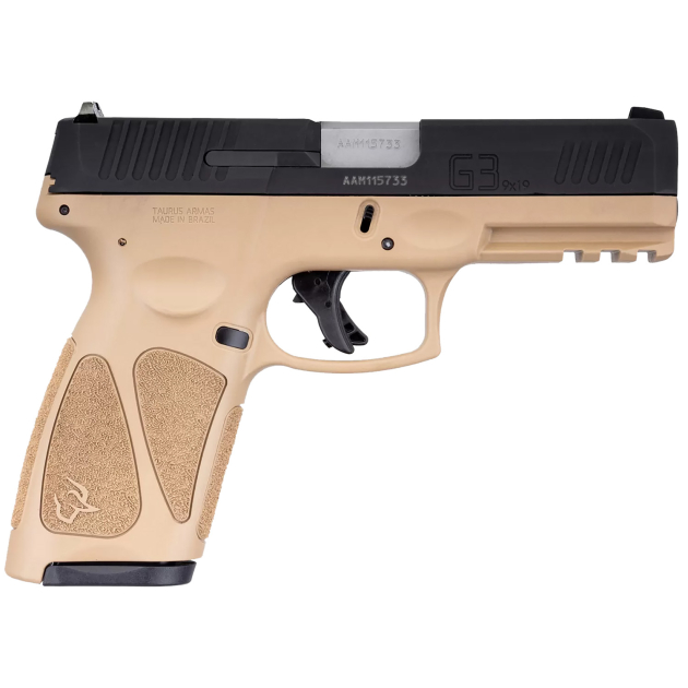 Taurus 1G3B941T15 G3  9mm Luger 15+1 4" Matte Stainless Steel Barrel, Matte Black Tenifer Cerakote Serrated Alloy Steel Slide, Tan Polymer Frame w/Picatinny Rail, Tan Polymer Grip, Right Hand