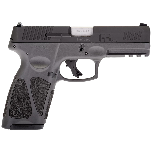 Taurus 1G3B941G15 G3  Full Size Frame 9mm Luger 15+1 4" Matte Stainless Steel Barrel, Matte Black Tenifer Cerakote Serrated Steel Slide, Gray Polymer Frame w/Picatinny Rail, Polymer Grip, Right Hand