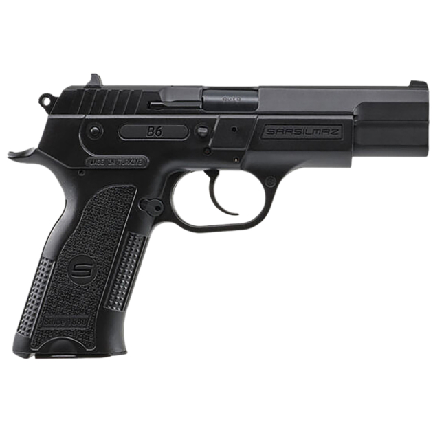 SAR USA B69BL B6  9mm Luger 17+1, 19+1 4.50" Black Steel Barrel, Black Serrated Steel Slide, Black Polymer Frame w/Beavertail, Black Polymer Grip, Manual Thumb Safety, Right Hand