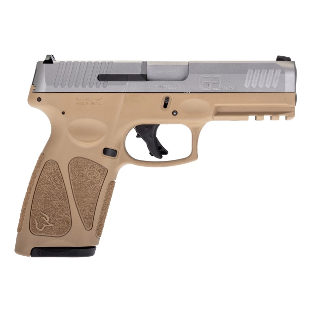 Taurus G3 Full Size Pistol - Tan / Stainless | 9mm | 4" Barrel | 17rd