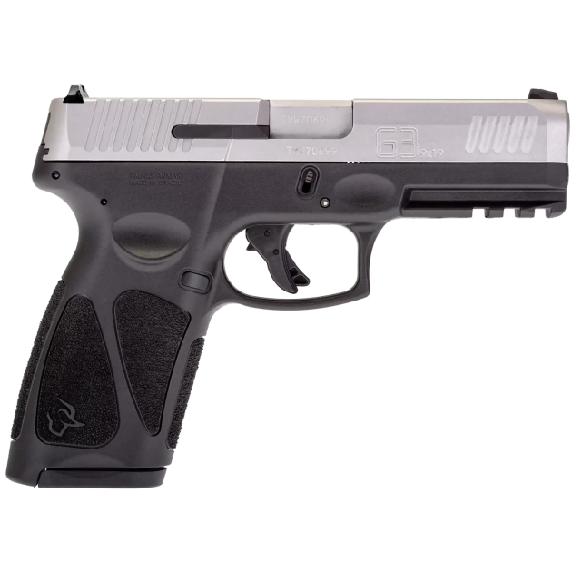 Taurus 1G3B94910 G3  Full Size Frame 9mm Luger 10+1 4" Matte Stainless Steel Barrel, Matte Serrated Stainless Steel Slide, Black Polymer Frame w/Picatinny Rail, Black Polymer Grip, Right Hand