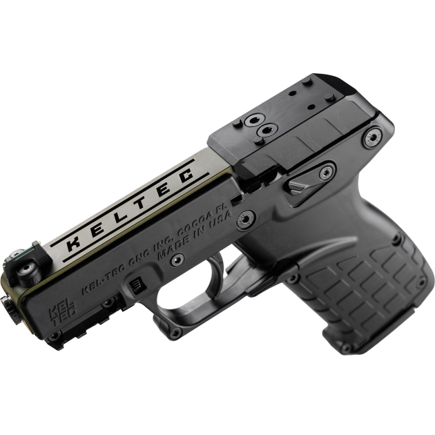 Kel-Tec P17BBLKORGRNS P17  Sports South Exclusive 22 LR 16+1 3.80" Black Steel Barrel, OD Green Optic Ready/Serrated Slide, Black Polymer Frame w/Picatinny Rail, Textured Grip