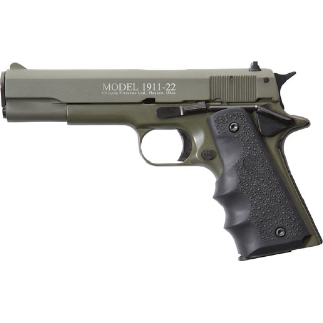 CHIAPPA 1911-22 22LR 5" FS - 10RD OD GREEN/RUBBER