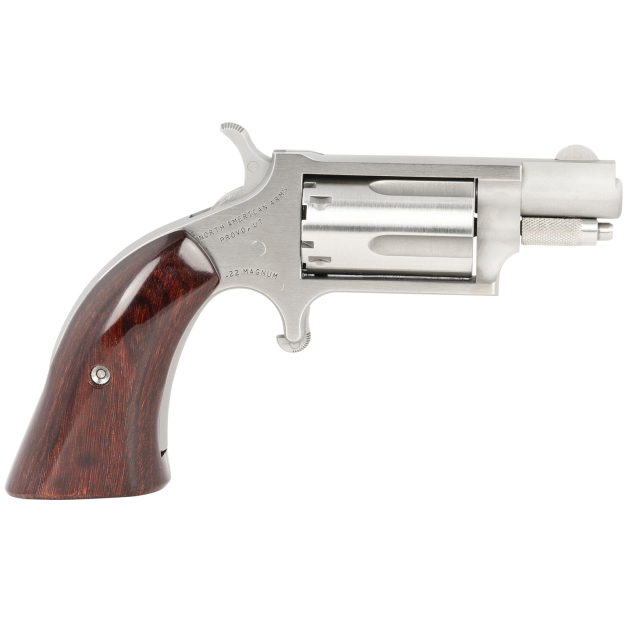 North American Arms 22MSGBG Mini-Revolver  22 WMR 5 rd 1.13" Barrel, Stainless Steel Barrel/Cylinder/Frame, Exclusive Wood Boot Grip