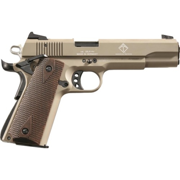 GERMAN SPORT 1911 22LR - 5" TAN/FAUX WOOD GRIPS 10RD